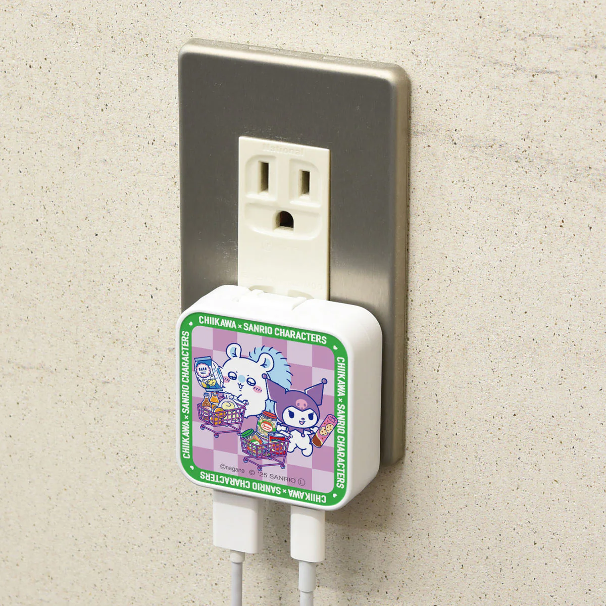 ちいかわ×サンリオキャラクターズ スーパーマーケットなUSB/USB Type-C ACアダプタ(モモンガ&クロミ) - Image 2