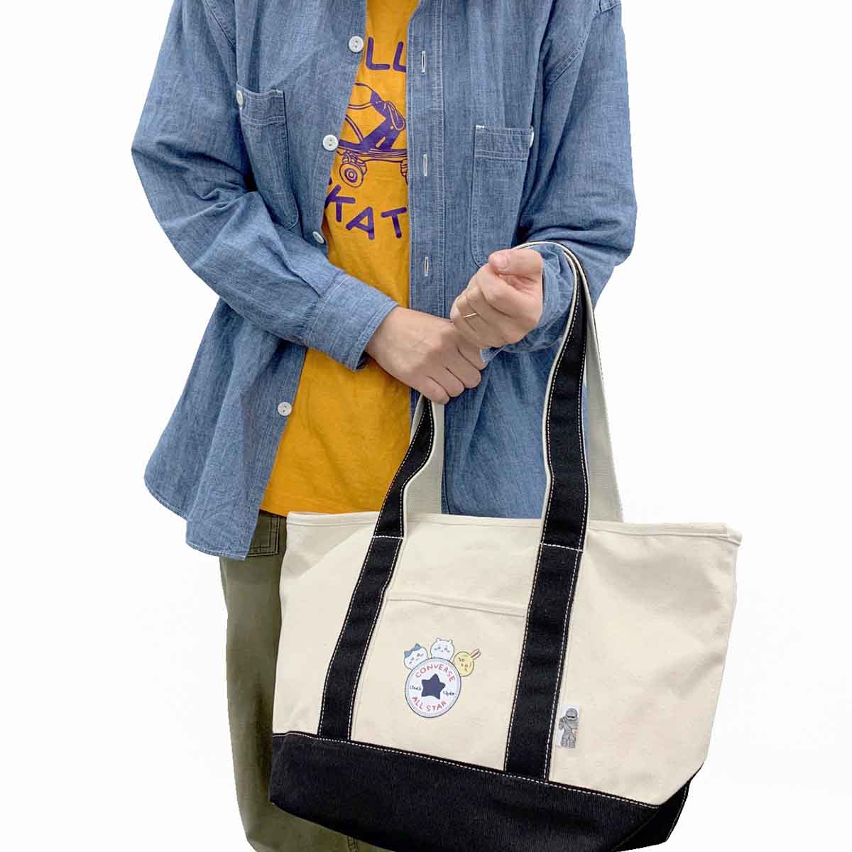 ちいかわ×コンバース キャンバストートバッグM(ブラック) - Image 8