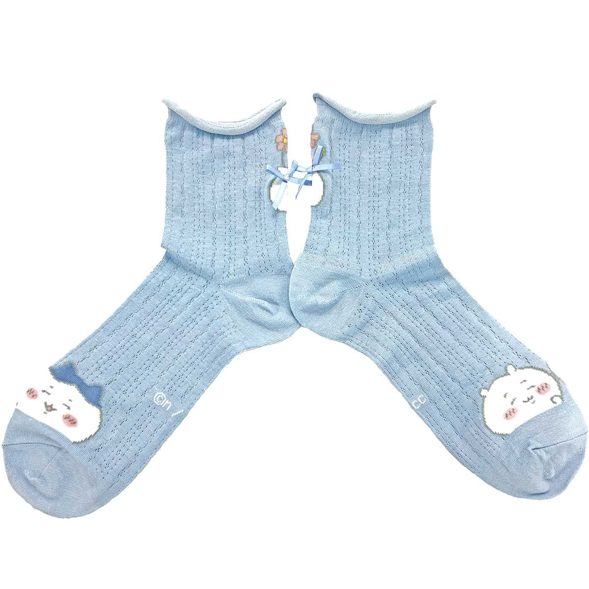 ちいかわ ほめられリボン付きクルーソックス(サックス) レディース用 - Image 3