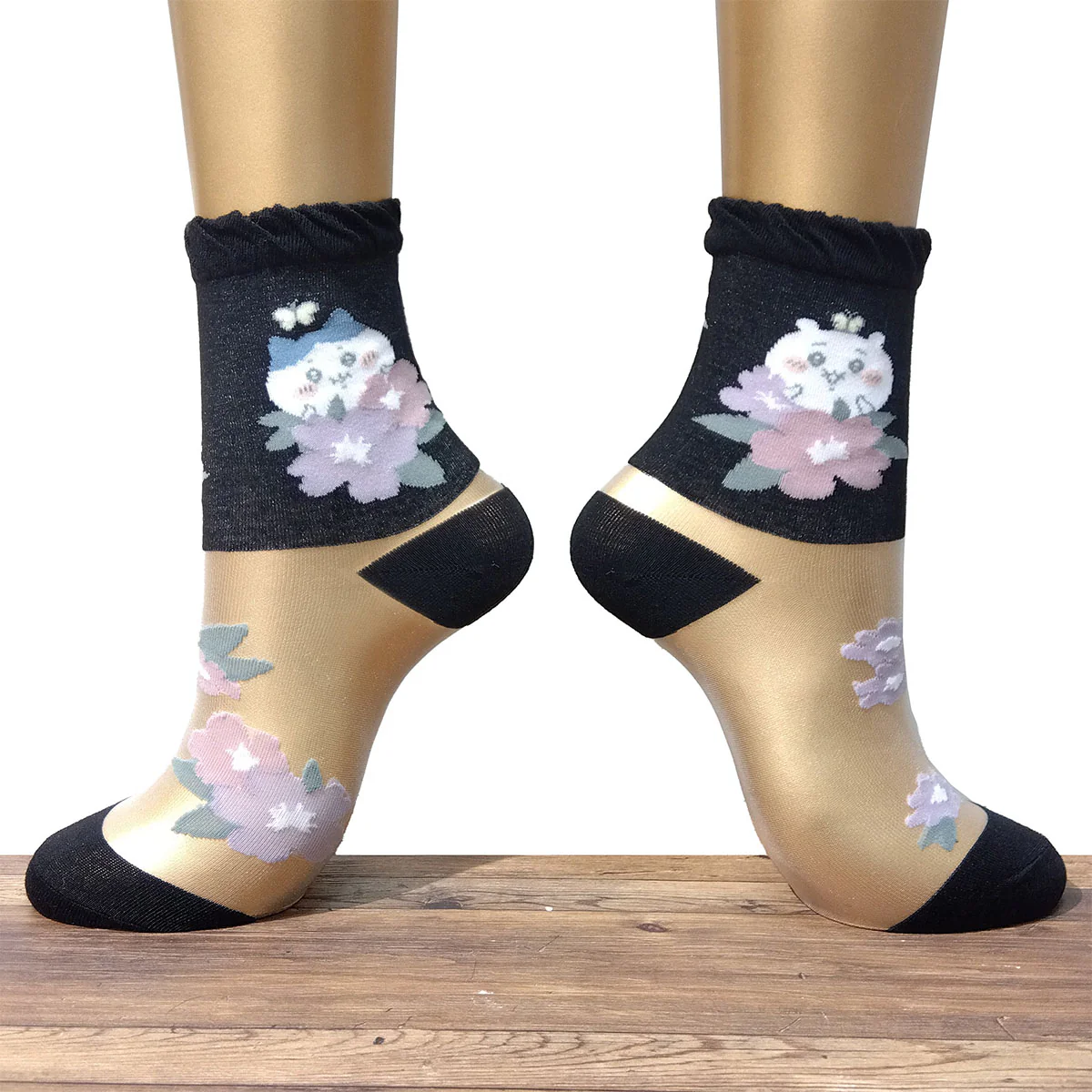 ちいかわ 薄手クルーソックス(シアー ブラック) レディース用 - Image 3