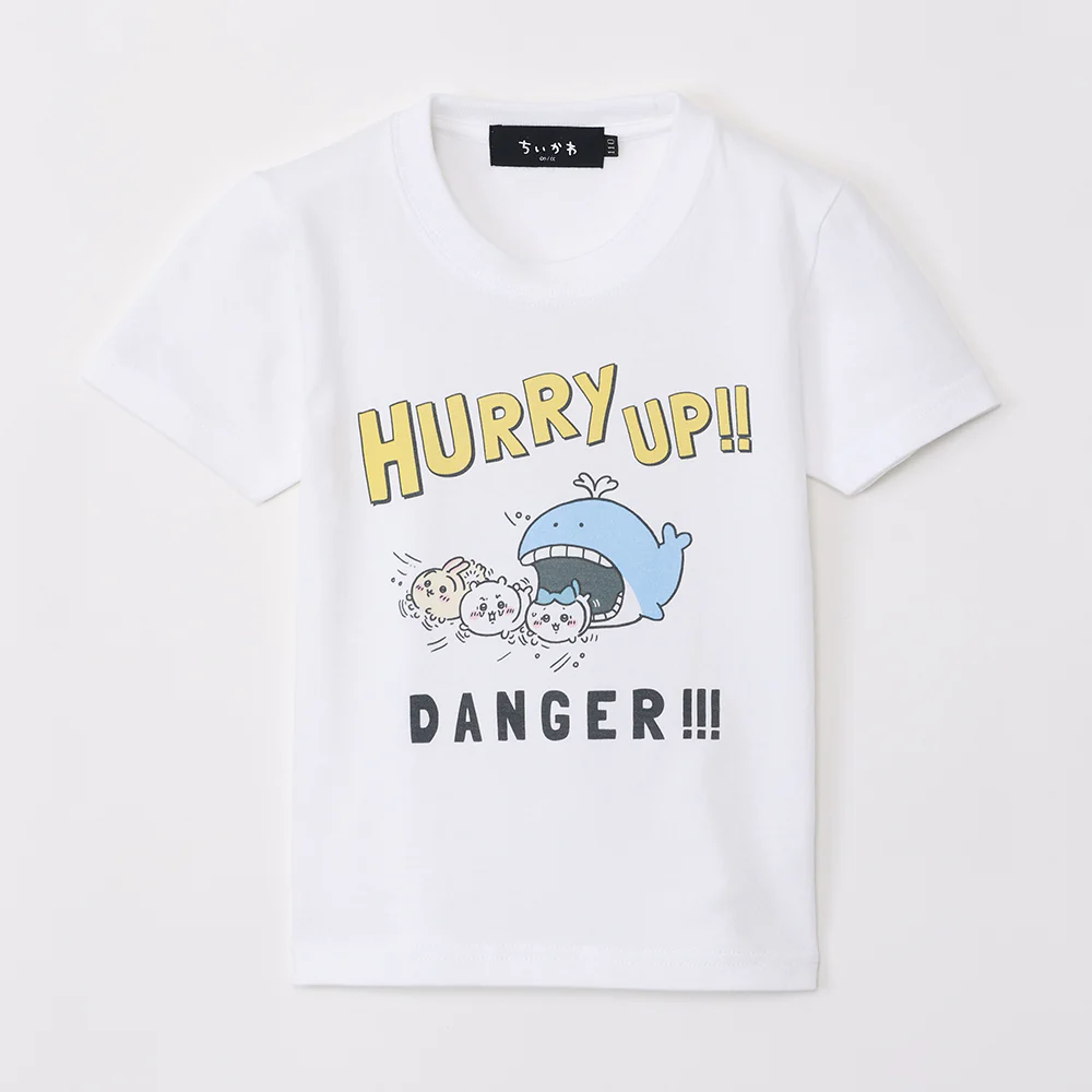 ちいかわ水族館 キッズTシャツ ハリーアップ ホワイト（カメミラー付）