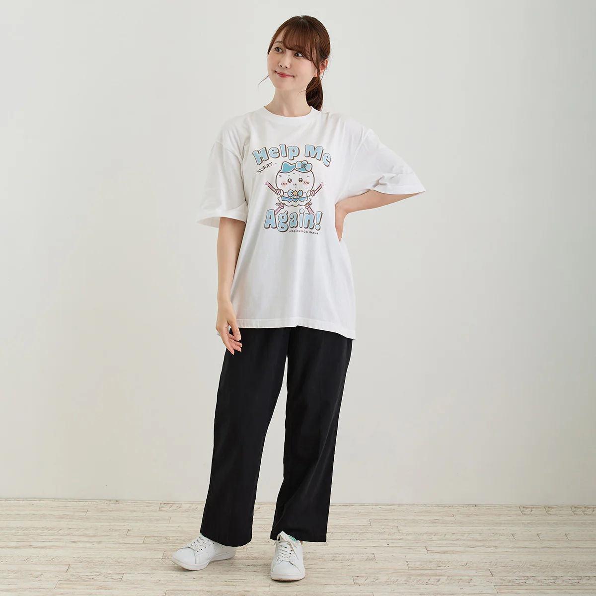 ちいかわ 超まじかるちいかわ ビッグTシャツ Help Me Again！ ホワイト - Image 2