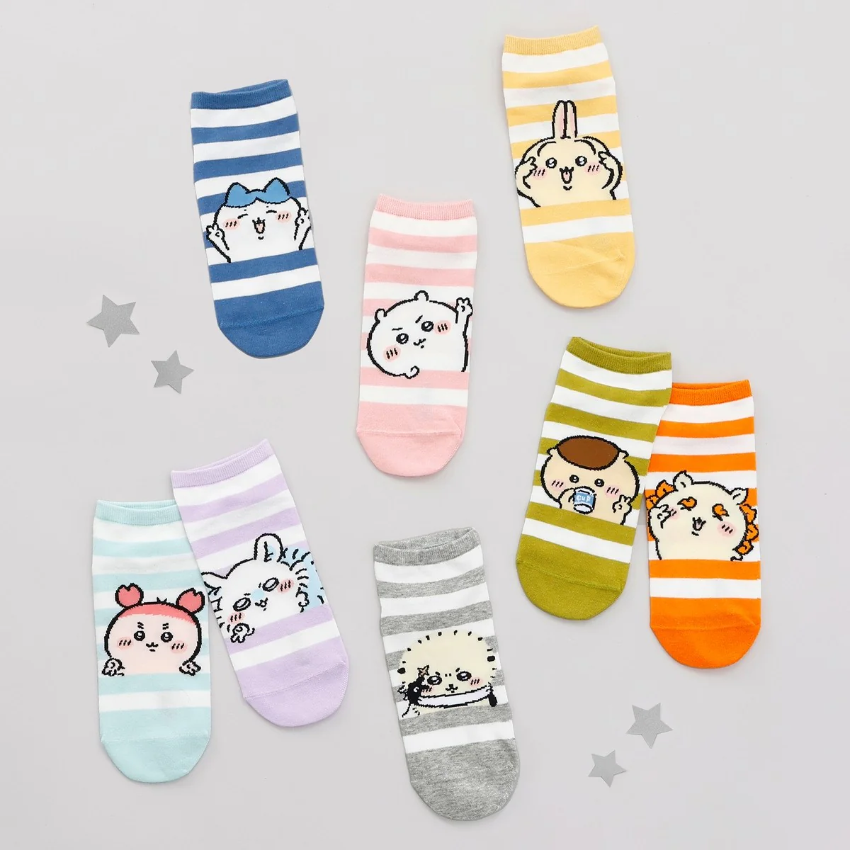 ちいかわ クルーソックス モモンガピース パープルボーダー - Image 6