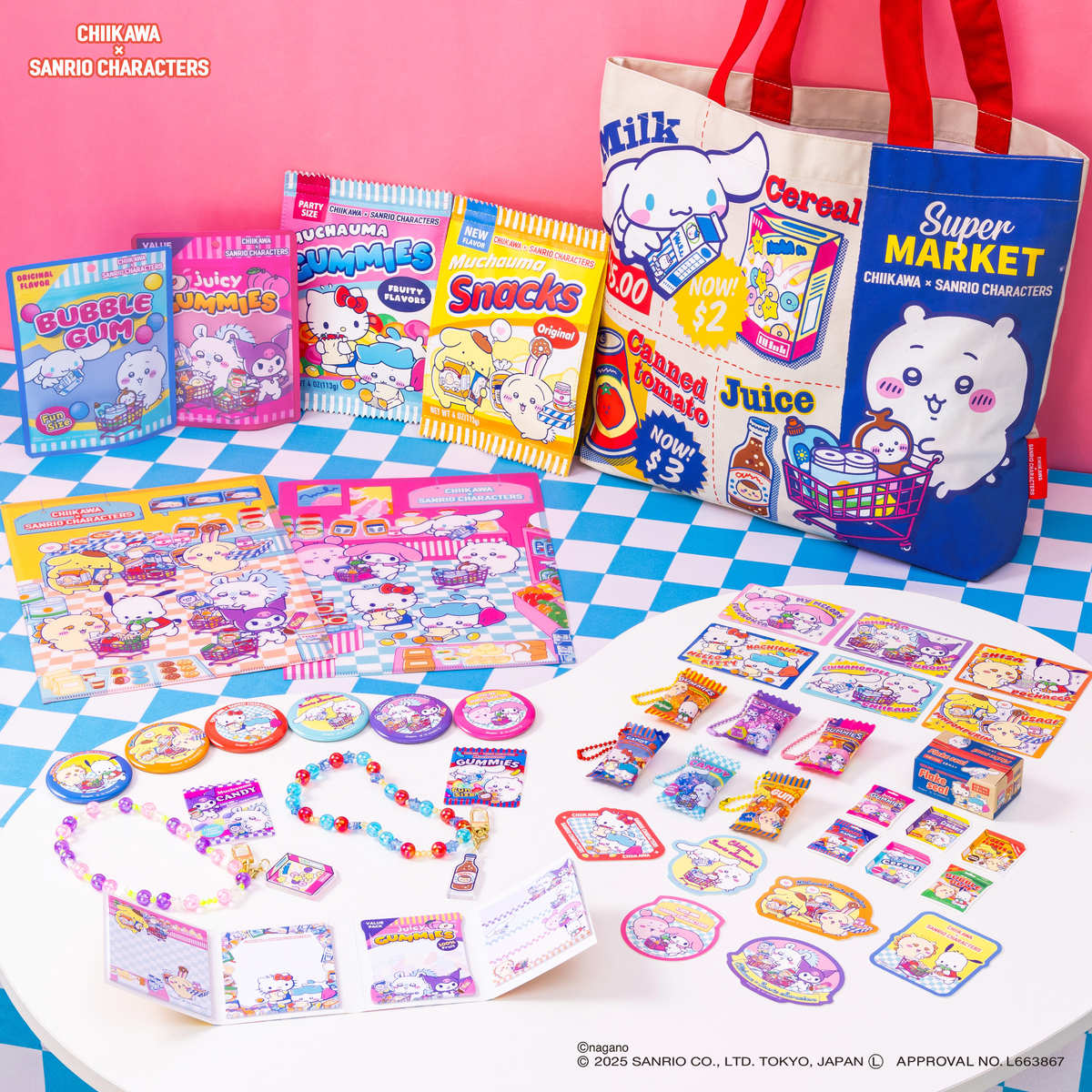 ちいかわ×サンリオキャラクターズ スーパーマーケットなジッパーバッグ 5枚入（モモンガとクロミ） - Image 3